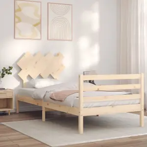 Berkfield Bed Frame with Headboard 90x200 cm Solid Wood