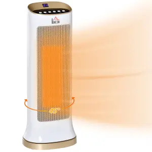 HOMCOM 45 degree Oscillating Table Top Space Heater w/ Remote Timer LED Panel Radiator