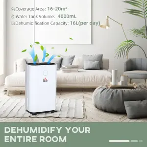 HOMCOM 20L/Day Portable Quiet Dehumidifier for Home, Electric Air De-Humidifier