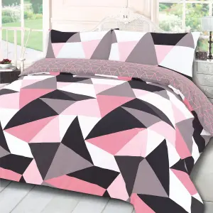 Dreamscene Shapes Duvet Cover with Pillow Case Bedding Set, Blush - Single