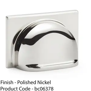 Backplate Cup Handle Polished Nickel 40mm Centres Solid Brass Shaker Drawer Pull