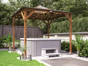 Dunster House Wooden Gazebo 2.5m x 2.5m Erin Hut Tub Shelted with Roof Felt