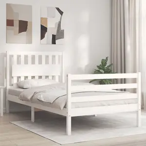 Berkfield Bed Frame with Headboard White 100x200 cm Solid Wood