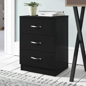 Maybery 3 - Drawer Bedside Table Nightstand Black