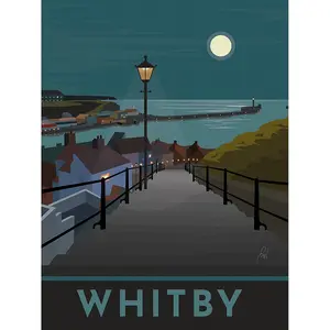 Georgina Westley Whitby Framed Canvas Print Blue/Green (40cm x 30cm)