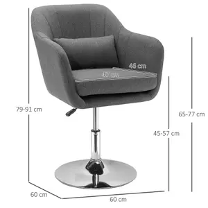 HOMCOM Stylish Retro Linen Swivel Tub Chair Steel Frame Cushion Seat Dark Grey