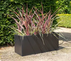 Primrose Gunmetal Black Galvanised Zinc Rectangular Garden Planter Plant Pot Large 75cm x 32cm