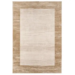 Natural Beige Distressed Bordered Area Rug 200x290cm