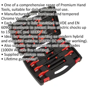 18-Piece Insulated VDE Spanner Set for Electricians - 1000V Shockproof Wrench