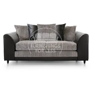 Luca Black and Grey 3 + 2 Fabric and Leather Trim Sofa Suite