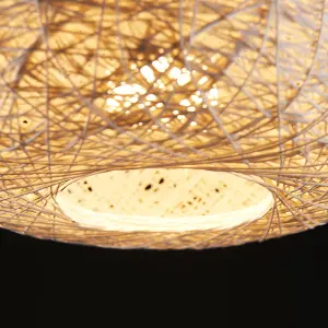 ValueLights Modern Off White Lattice Wicker Rattan Doughnut Ceiling Pendant Light Shade