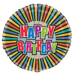 Unique Party Prism Happy Birthday Foil Balloon Multicoloured (One Size)