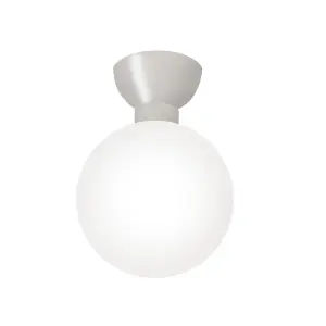 ValueLights Orbital Silver Metal Ceiling Light IP44 Bathroom Ceiling Fitting Opal Glass Globe Lamp Shade