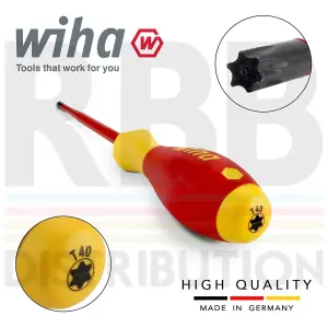 Wiha Screwdriver Torx SlimFix T40 Head 1000v VDE Electrician SoftFinish 36542