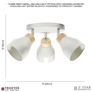 Contemporary Scandinavian Designed Triple Spot Ceiling Light in Muted Dove Grey