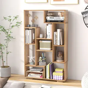 Costway 120cm Tall Bookshelf Modern Geometric Bookcase Book Storage Organizer