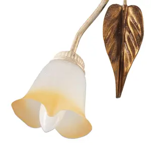 Luminosa Vanda 2 Light Multi Arm Semi Flush Ceiling Lamp, Ivory