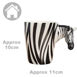 Zebra Mugs Set Coffee & Tea Cup Pack of 4 by Laeto House & Home - INCLUDING FREE DELIVERY