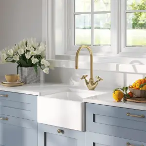 Single Bowl (205mm High Walls) Belfast Kitchen Sink with Overflow, 460mm