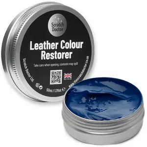 Scratch Doctor Leather Colour Restorer, Recolouring Balm for faded and worn leather 50ml Dark Blue