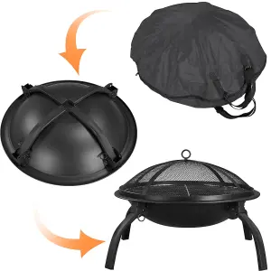 Yaheetech Foldable Outdoor Round Fire Pit with Cooking Grill