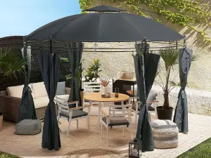 Beliani Mediterranean Gazebo Graphite Grey SAFARA