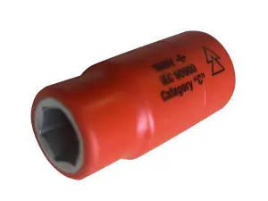 Premium Insulated 1/2 Inch Drive Socket 13mm - Safe 6 Point Design for Electricians