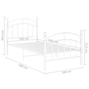 Berkfield Bed Frame White Metal 100x200 cm