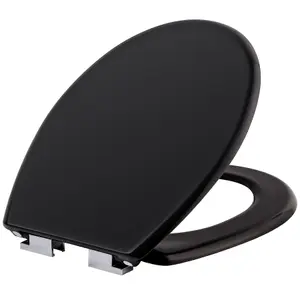 Toilet Seat - soft-close, durable hinges, easy to install, 45.5 x 38 x 5 cm - black