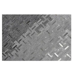 Leather Area Rug 140 x 200 cm Grey DARA