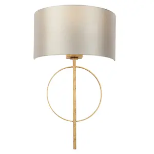 Luminosa Trento Wall Lamp Antique Gold Leaf & Mink Satin Fabric