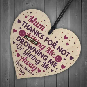 Red Ocean Funny Gift For Mum Mothers Day Gift Wooden Heart Funny Mum Card From Daughter Son Gifts