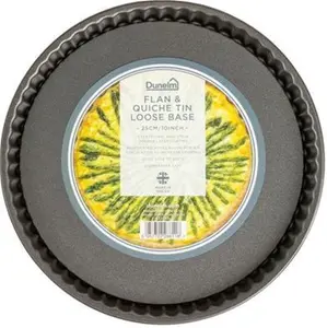 Dunelm 25cm Loose Base Flan And Quiche Tin, Silver, Steel