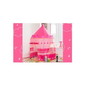 Pink Super Fun Childrens Castle Indoor Outdoor Tent