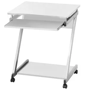 Yaheetech White Z Shaped Computer Desk with Sliding Keyboard