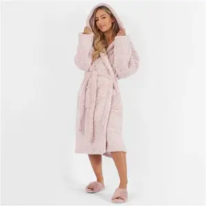 Brentfords Teddy Marl Dressing Gown - Blush