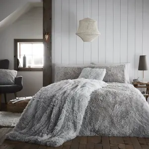 Wilfred Solid Colour Duvet Cover Set with Pillowcases Silver / Double - 2 Standard Pillowcases