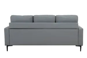 Elm Corner Sofa with Matching Footstool, 3 Seater Sofa in Air Leather Grey