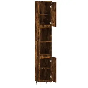 Berkfield Bathroom Cabinet Smoked Oak 30x30x190 cm Engineered Wood