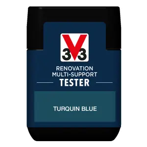 V33 Renovation Turquin Blue Satinwood Multi-surface paint, 50ml Tester pot