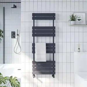 Nes Home 1200 x 450mm Flat Panel Heated Towel Rail Radiator Anthracite