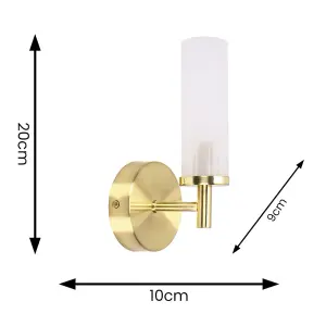 ValueLights Canya Gold Wall Light Glass Shade LED Bathroom Lamp