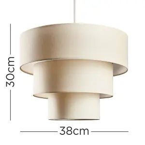 ValueLights Vermont Cream Ceiling Pendant Shade and B22 GLS LED 10W Warm White 3000K Bulb