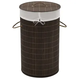 Laundry Hamper Dark Brown / Oval / 40 x 30 x 60 cm