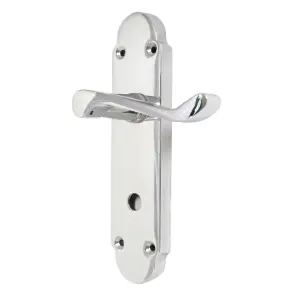 Epsom Door Handle Bathroom Lock Scroll Lever - Polished Chrome Pack Hinges