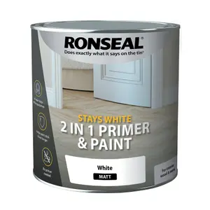 Ronseal Stays White 2 in 1 Primer and Paint Matt 2.5L White