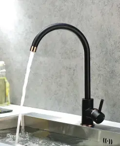 Keenware KKT-540 Knightsbridge Contemporary Monobloc Kitchen Mixer Tap: Black & Rose Gold