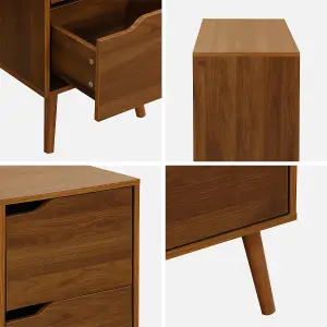 sweeek. 2-drawer desk with vintage walnut effect Nepal Walnut 120x48x75 cm