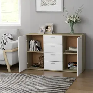 Andile 35.5Cm Wide 4 Drawer Sideboard White/Sonoma Oak