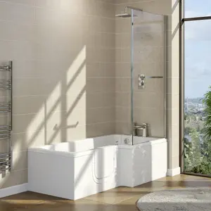 Cooke & Lewis White Easy-access Acrylic L-shaped Left-handed Shower Bath (L)1700mm (W)850mm